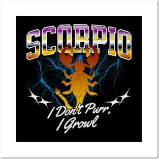 Scorpio I Don't Purr I Growl Retro Bootleg Zodiac Sign Astrology Posters and Art